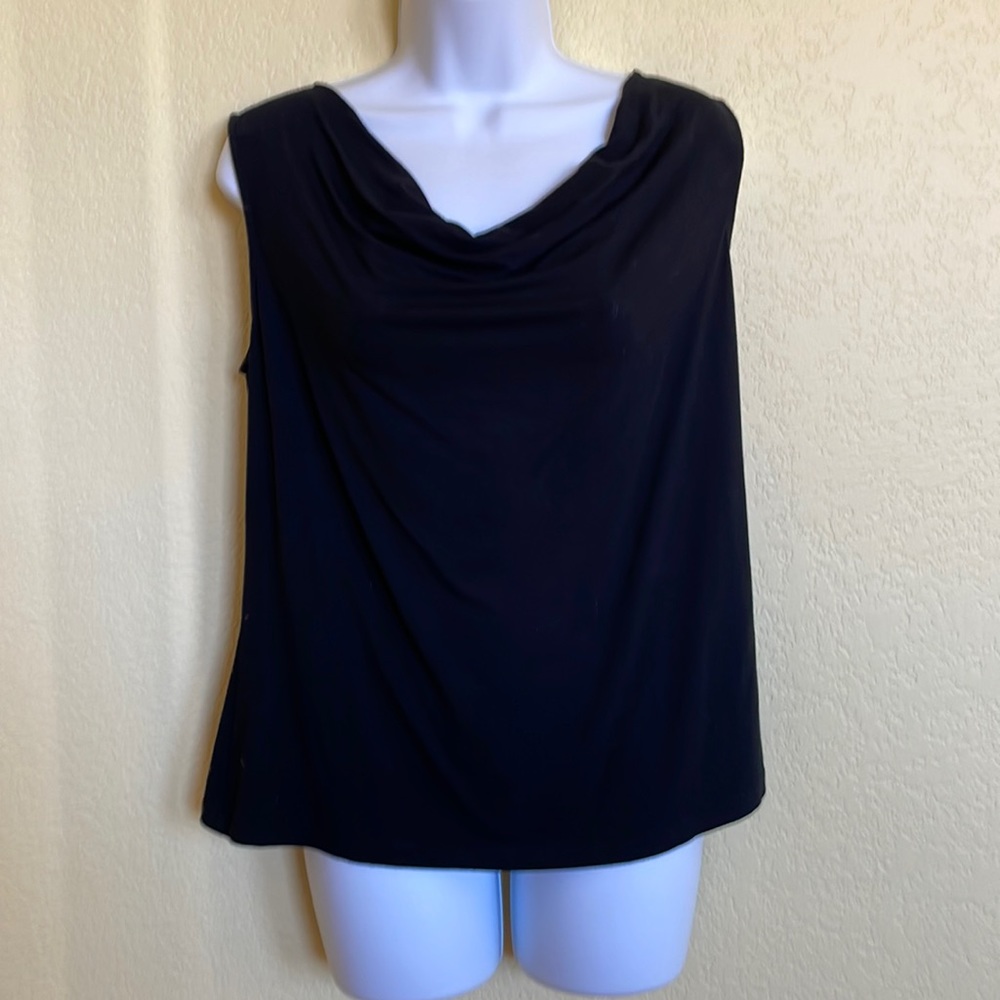 ThreeDots Women’s Black Sleeveless Drape Front Size M